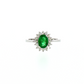 18K White Gold Oval Emerald and Diamond Halo Ring