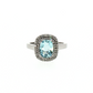 Cushion Aquamarine Double Halo Diamond Ring in 14K White Gold