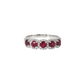 14K White Gold 5-Stone Ruby and Diamond Halo Ring