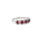 14K White Gold 5-Stone Ruby and Diamond Halo Ring