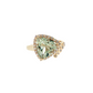 14K Yellow Gold Trillion Green Quartz Diamond Cocktail Ring