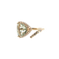 14K Yellow Gold Trillion Green Quartz Diamond Cocktail Ring