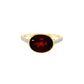Oval Bezel Garnet and Diamond Ring in 14K Yellow Gold