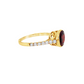 Oval Bezel Garnet and Diamond Ring in 14K Yellow Gold