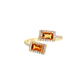 14K Yellow Gold Baguette Citrine and Diamond Bypass Ring