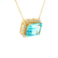 14K Yellow Gold Sky Blue Topaz Diamond Halo Necklace
