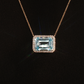 14K Yellow Gold Sky Blue Topaz Diamond Halo Necklace