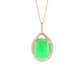14K Yellow Gold Oval Chrysoprase Diamond Halo Pendant Necklace