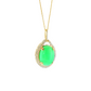 14K Yellow Gold Oval Chrysoprase Diamond Halo Pendant Necklace