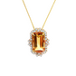14K Yellow Gold Emerald-Cut Citrine and Diamond Halo Pendant Necklace