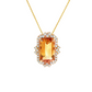 14K Yellow Gold Emerald-Cut Citrine and Diamond Halo Pendant Necklace