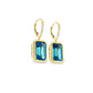 14K Yellow Gold Swiss Blue Topaz and Diamond Drop Earrings
