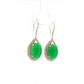 14K Yellow Gold Oval Chrysoprase and Diamond Drop Earrings