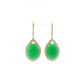 14K Yellow Gold Oval Chrysoprase and Diamond Drop Earrings