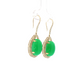 14K Yellow Gold Oval Chrysoprase and Diamond Drop Earrings