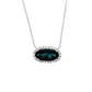14K White Gold Oval London Blue Topaz Diamond Halo Pendant Necklace