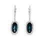14K White Gold Oval London Blue Topaz Diamond Drop Earrings
