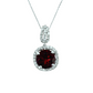 Cushion Garnet Diamond Halo Pendant Necklace in 14K White Gold