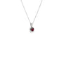 14k White Gold Round Ruby and Diamond Halo Pendant Necklace