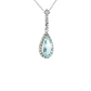 Pear-Shaped Aquamarine and Diamond Halo Drop Necklace in 14K White Gold