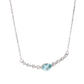 14K White Gold Oval Aquamarine and Diamond Bar Necklace