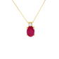 14k Yellow Gold Oval Ruby and Diamond Pendant Necklace