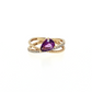 Pear Amethyst Diamond Crossover Ring in 10K Yellow Gold