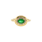 14K Yellow Gold Oval Emerald and Diamond Halo Cocktail Ring