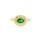 14K Yellow Gold Oval Emerald and Diamond Halo Cocktail Ring