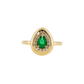 Pear Emerald and Diamond Halo Ring in 14K Yellow Gold