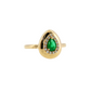 Pear Emerald and Diamond Halo Ring in 14K Yellow Gold