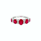 14K White Gold Oval Ruby and Diamond Five-Stone Ring
