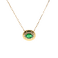 14K Yellow Gold Oval Emerald Diamond Halo Pendant Necklace