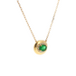 14K Yellow Gold Oval Emerald Diamond Halo Pendant Necklace