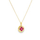 14K Yellow Gold Ruby and Diamond Pendant Necklace