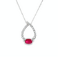 Oval Ruby and Diamond Teardrop Pendant Necklace in 14K White Gold