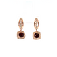 14K Rose Gold Ruby and Diamond Halo Drop Earrings