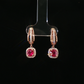 14K Rose Gold Ruby and Diamond Halo Drop Earrings