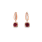 14K Rose Gold Ruby and Diamond Halo Drop Earrings