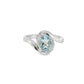 Oval Aquamarine and Diamond Bypass Ring in Sterling Silver