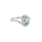 Oval Aquamarine and Diamond Bypass Ring in Sterling Silver
