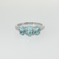 Oval Aquamarine Three-Stone Ring in Sterling Silver