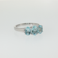 Oval Aquamarine Three-Stone Ring in Sterling Silver