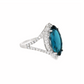14K White Gold Marquise London Blue Topaz Statement Ring