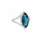 14K White Gold Marquise London Blue Topaz Statement Ring
