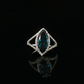 14K White Gold Marquise London Blue Topaz Statement Ring