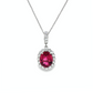 Oval Pink Tourmaline Diamond Halo Pendant Necklace