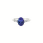 Oval Tanzanite and Baguette Diamond Ring in Sterling Silver