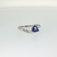Trillion Cut Tanzanite and Diamond Ring in Sterling Silver