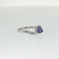Trillion Cut Tanzanite and Diamond Ring in Sterling Silver